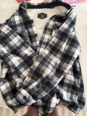 Timberland Sherpa-Lined Black & Gray Plaid Puffer Jacket